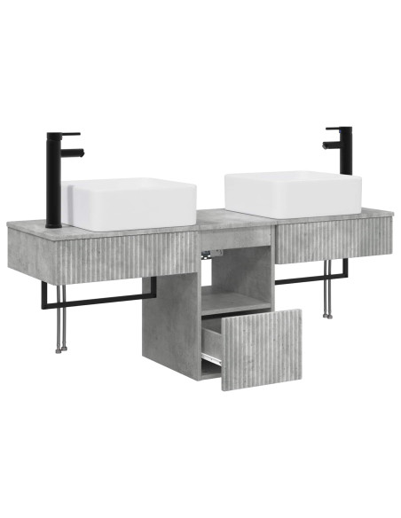 Set di Armadi da Bagno 3 pz Grigio Cemento 53 x 35 x 39 cm