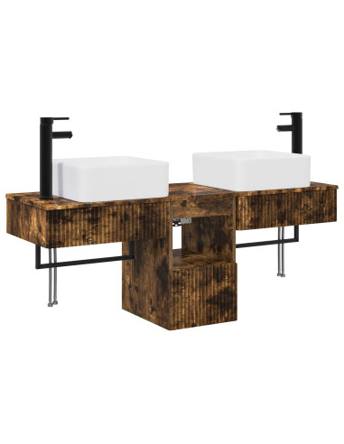 Set di Armadi da Bagno 3 pz Rovere Fumo 53 x 35 x 39 cm