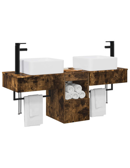 Set di Armadi da Bagno 3 pz Rovere Fumo 53 x 35 x 39 cm
