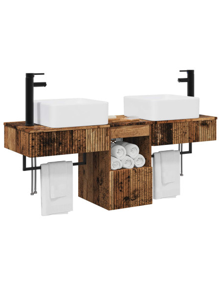 Set di Armadi da Bagno 3 pz Legno antico 53 x 35 x 39 cm