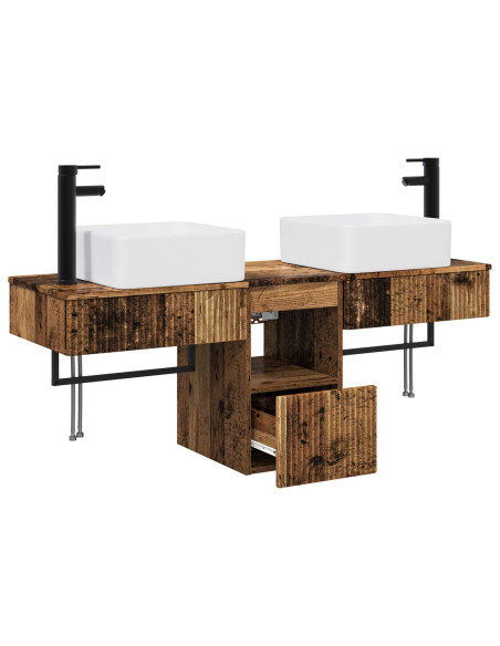 Set di Armadi da Bagno 3 pz Legno antico 53 x 35 x 39 cm