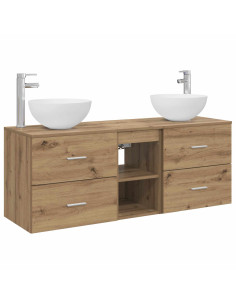Set di Armadi da Bagno 3 pz Rovere Artigianale 2