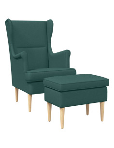 Poltrona con Ottomano 2 pz Verde Scuro Tessuto 2
