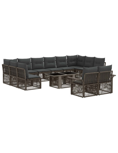Set Divano da Giardino 13 pz Grigio e Grigio Scuro polyrattan