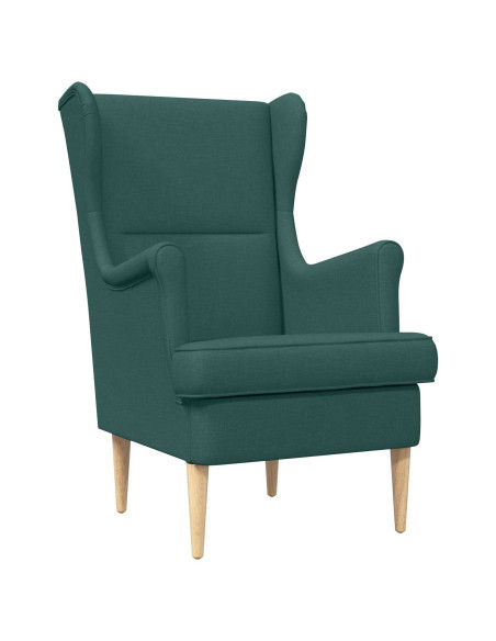 Poltrona con Ottomano 2 pz Verde Scuro Tessuto
