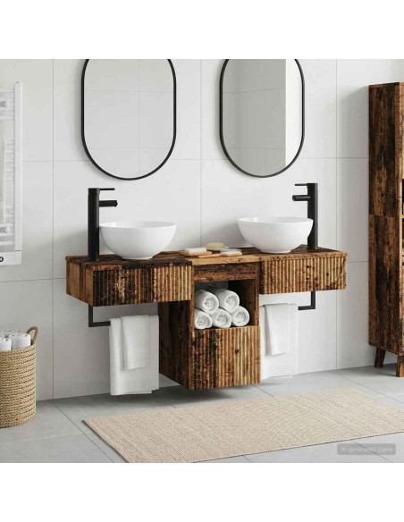 Set di mobili per il bagno 3 pz Legno antico
