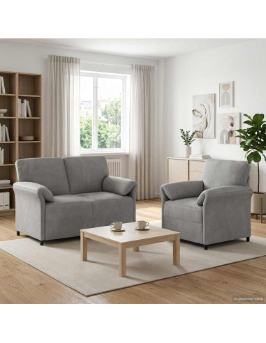 Set di divani 2 pz Grigio Chiaro Velluto