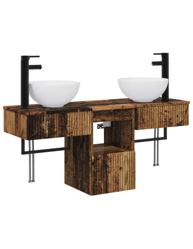 Set di mobili per il bagno 3 pz Legno antico