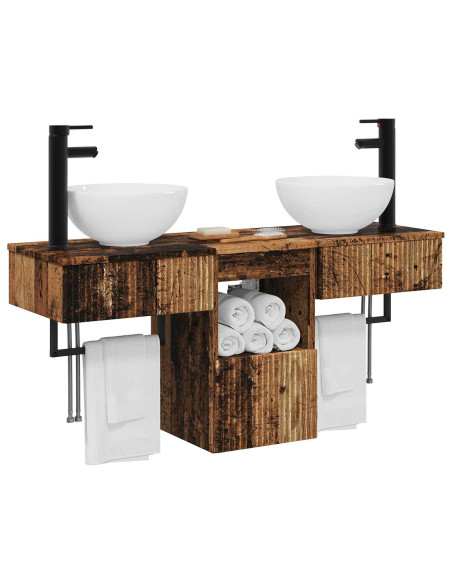 Set di mobili per il bagno 3 pz Legno antico