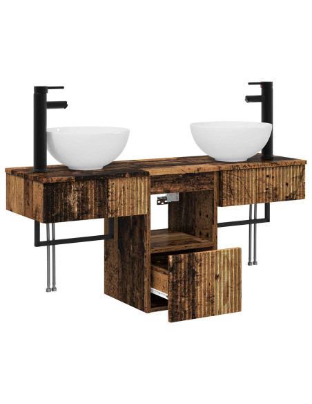Set di mobili per il bagno 3 pz Legno antico