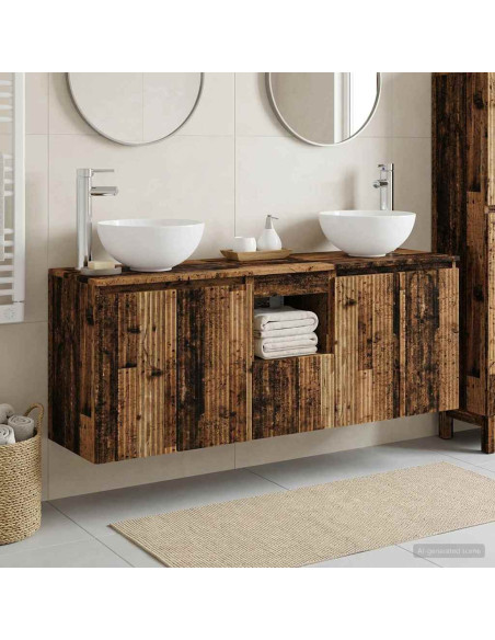 Set di Armadi da Bagno 3 pz Legno antico 49,5 x 35 x 63 cm