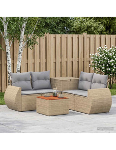 Set di divani 6 pz Beige e Grigio Chiaro
