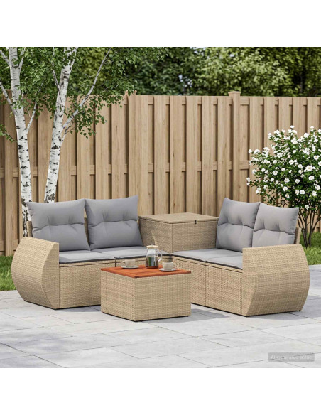 Set di divani 6 pz Beige e Grigio Chiaro