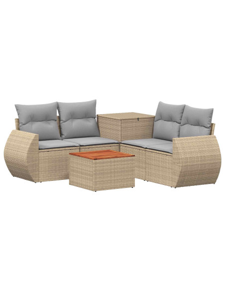 Set di divani 6 pz Beige e Grigio Chiaro