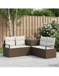 Set di divani 5 pz Marrone e Bianco Crema