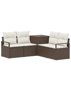 Set di divani 5 pz Marrone e Bianco Crema 2