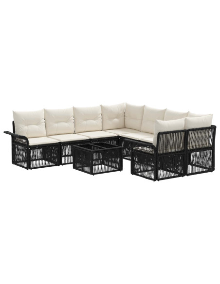 Set Divano da Giardino 9 pz Nero polyrattan