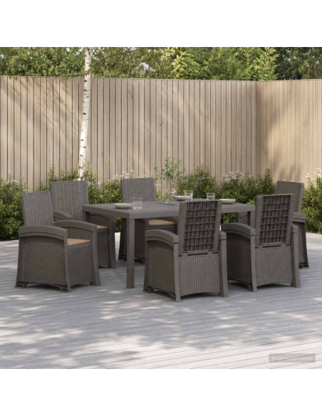 Set da Pranzo per Giardino 7 pz Grigio chiaro e Tortora PP