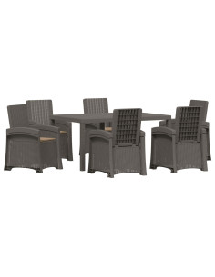 Set da Pranzo per Giardino 7 pz Grigio chiaro e Tortora PP 2