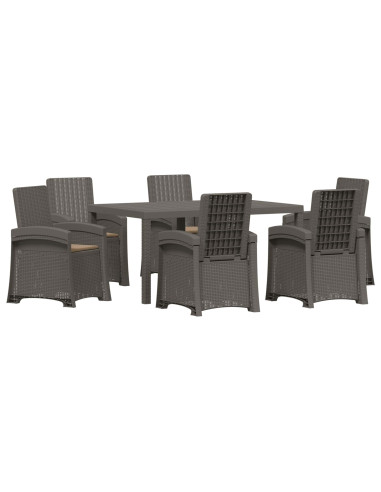 Set da Pranzo per Giardino 7 pz Grigio chiaro e Tortora PP