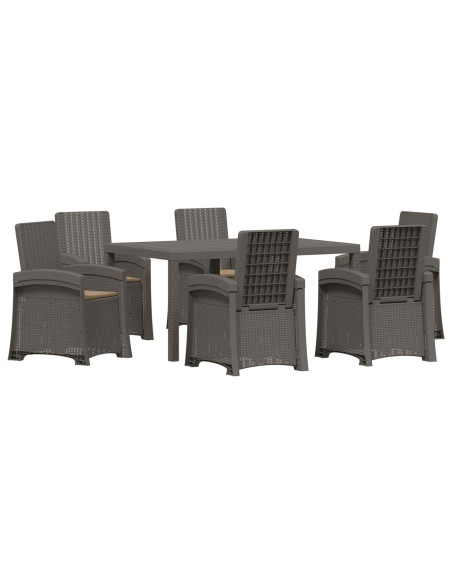 Set da Pranzo per Giardino 7 pz Grigio chiaro e Tortora PP