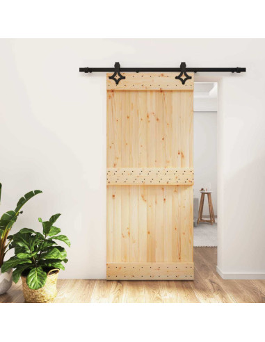 Porta scorrevole Naturale e Nero 90 x 210 cm