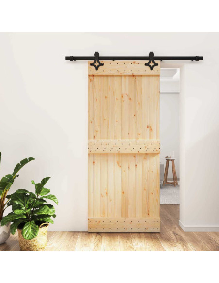 Porta scorrevole Naturale e Nero 90 x 210 cm