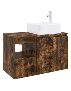 Set di mobili per il bagno 2 pz Rovere Fumo 2