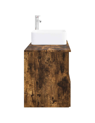 Set di mobili per il bagno 2 pz Rovere Fumo