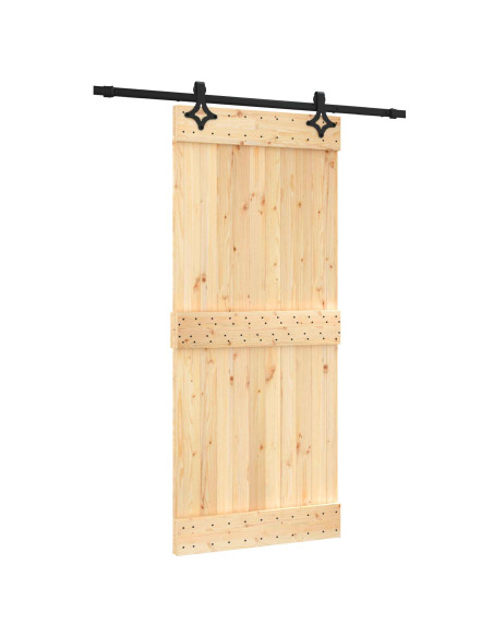 Porta scorrevole Naturale e Nero 90 x 210 cm