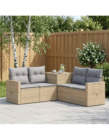 Set di divani 5 pz Beige e Grigio Chiaro