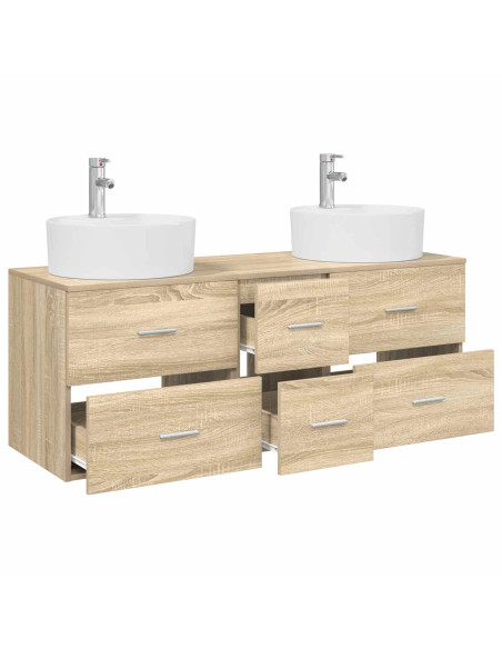 Set di mobili per il bagno 3 pz Rovere Sonoma