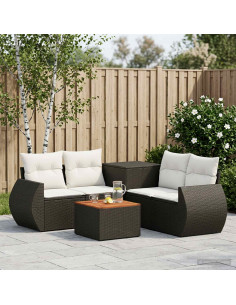 Set di divani 6 pz Nero e Bianco Crema