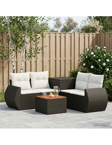 Set di divani 6 pz Nero e Bianco Crema