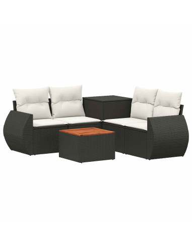 Set di divani 6 pz Nero e Bianco Crema
