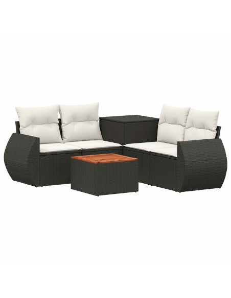 Set di divani 6 pz Nero e Bianco Crema