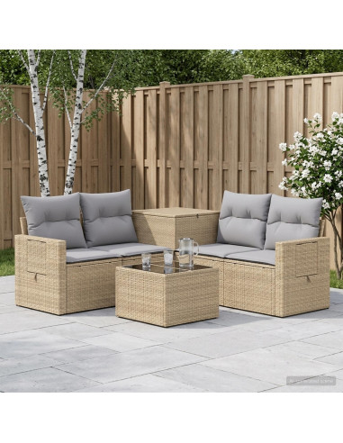 Set di divani 6 pz Beige e Grigio Chiaro