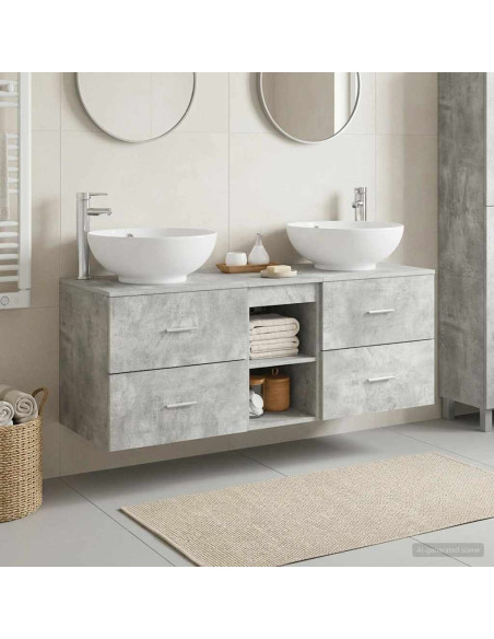 Set di mobili per il bagno 3 pz Grigio Cemento