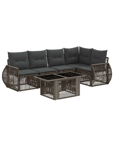 Set Divano da Giardino 6 pz Grigio e Grigio Scuro polyrattan