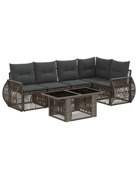 Set Divano da Giardino 6 pz Grigio e Grigio Scuro polyrattan