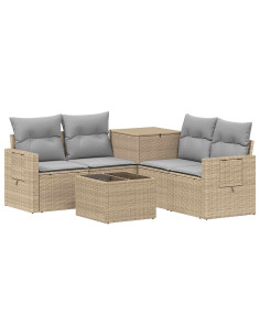 Set di divani 6 pz Beige e Grigio Chiaro 2