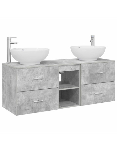 Set di mobili per il bagno 3 pz Grigio Cemento