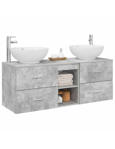 Set di mobili per il bagno 3 pz Grigio Cemento