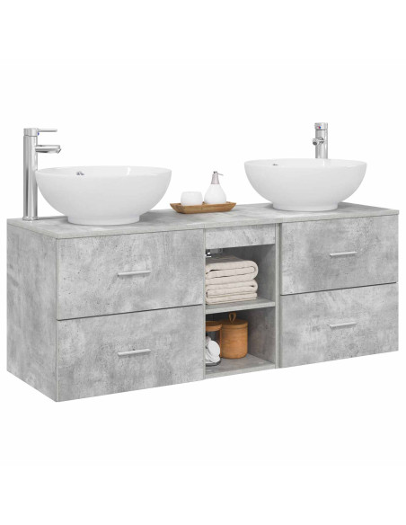 Set di mobili per il bagno 3 pz Grigio Cemento