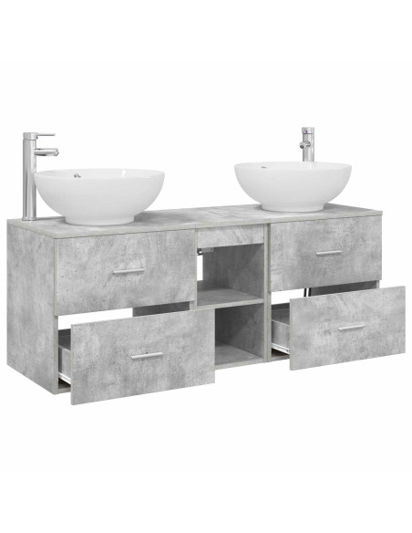 Set di mobili per il bagno 3 pz Grigio Cemento