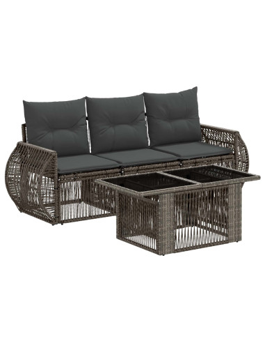 Set Divano da Giardino 4 pz Grigio e Grigio Scuro polyrattan
