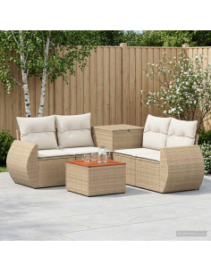 Set di divani 6 pz Beige e Bianco Crema