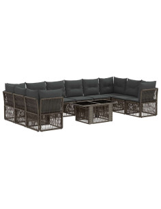 Set Divano da Giardino 11 pz Grigio polyrattan 2