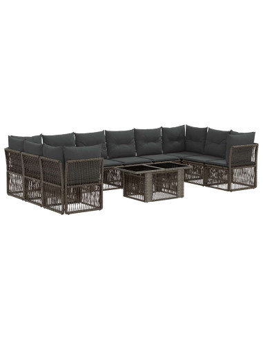 Set Divano da Giardino 11 pz Grigio polyrattan
