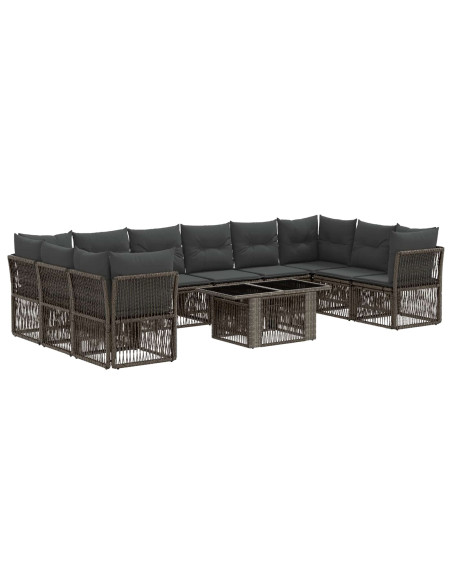 Set Divano da Giardino 11 pz Grigio polyrattan